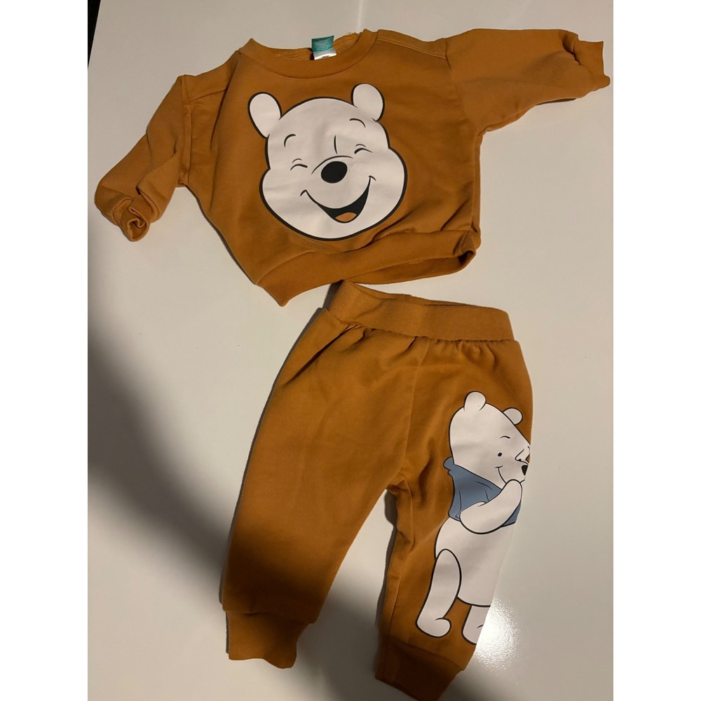 Disney‎ Baby Winnie the Pooh Orange Sweatshirt Pants Set Toddler 0-3M